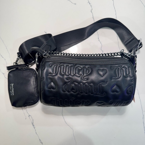 Juicy Couture Womens Puff Roll Crossbody Bag with Accessory Pouch in Liquorice - Picture 1 of 8